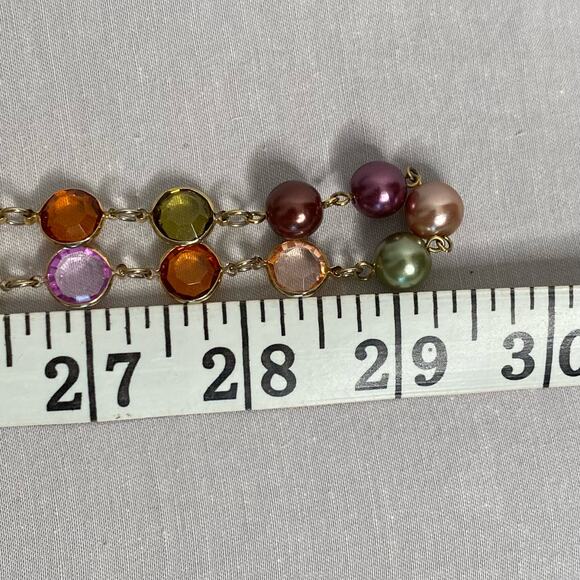 Opera Length Necklace Hawaii Sunset Translucent Crystalline Stones And Beads - Picture 2 of 7